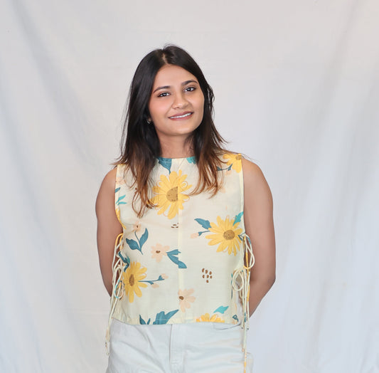 Sunflower Linen Bib Top