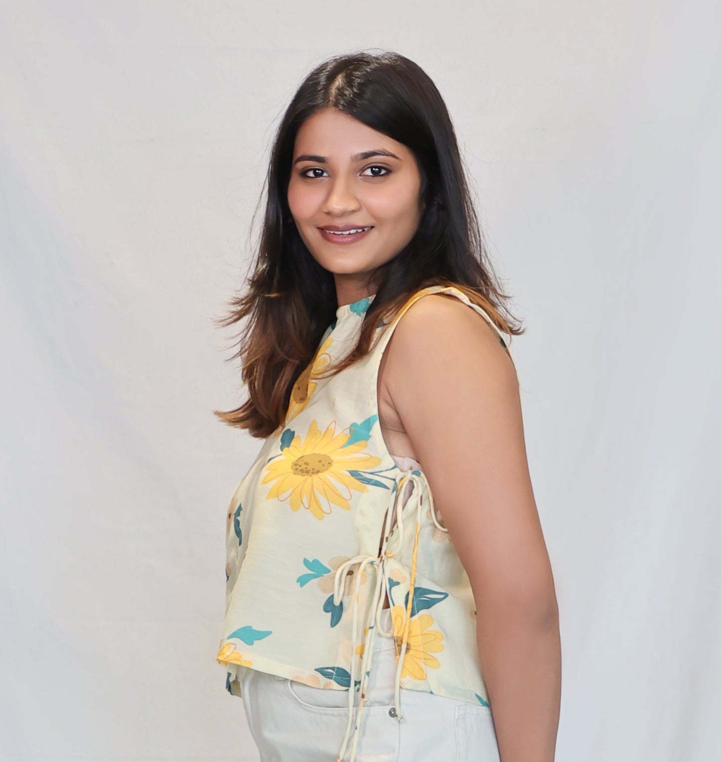 Sunflower Linen Bib Top