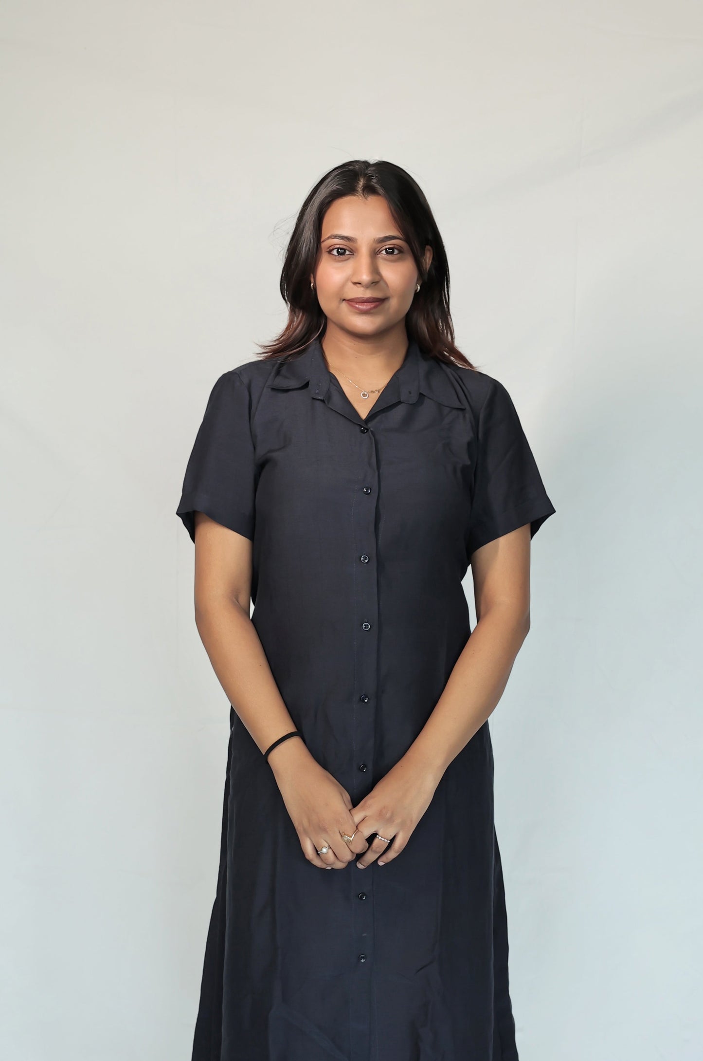 Midnight Bloom Linen Dress