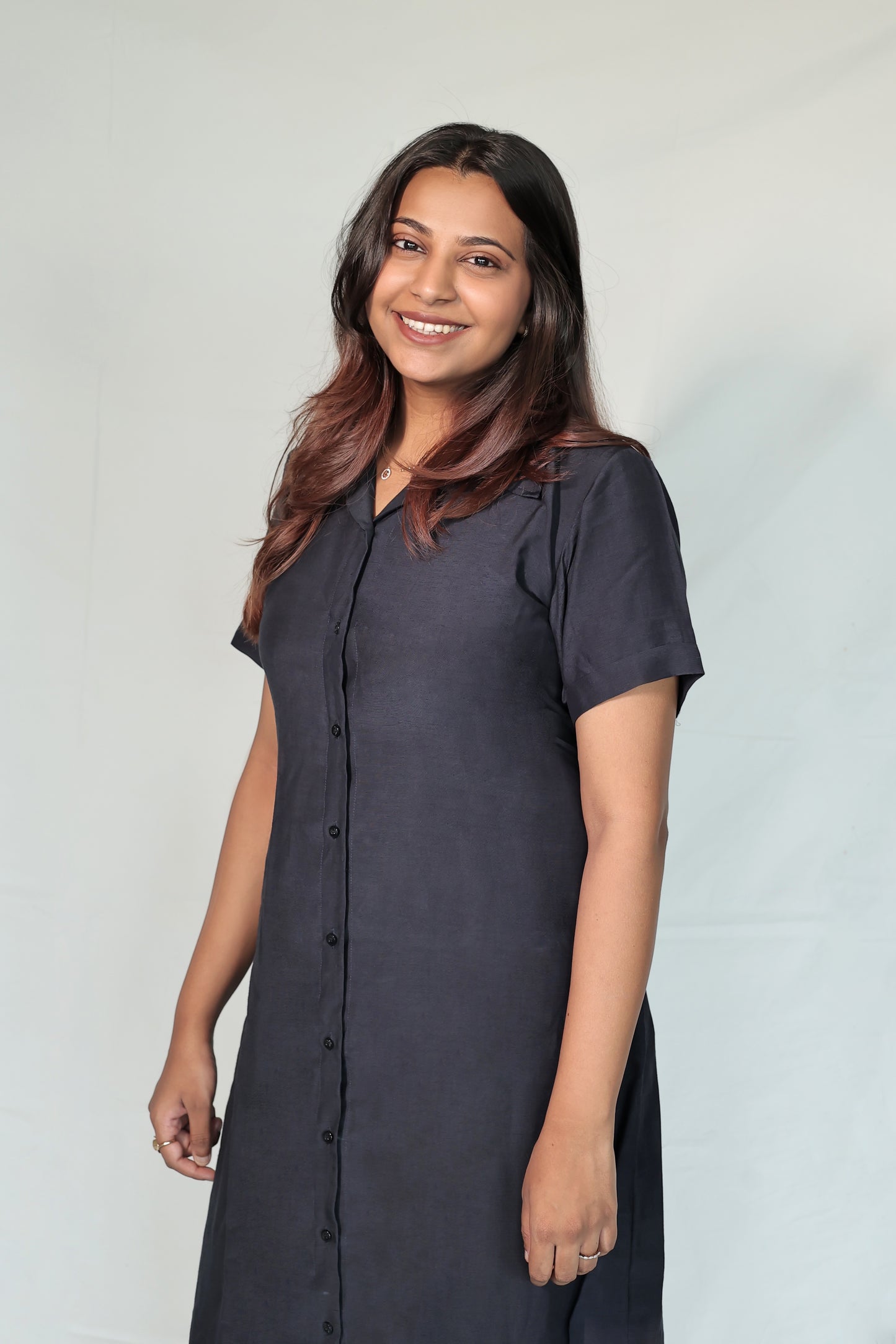 Midnight Bloom Linen Dress